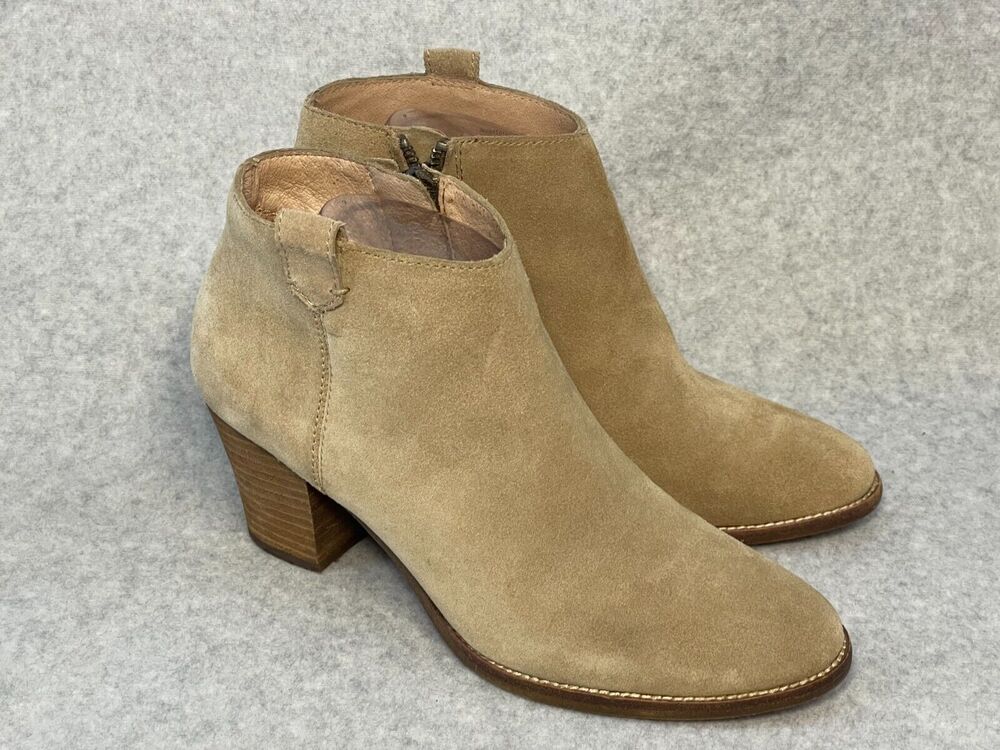 Madewell Billie Boot Ankle Zip Up Sz 8.5 Tan Suede Chunky Heel